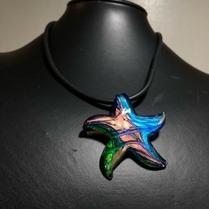 🍀Buy 2 for $20 Colourful Murano Glass Starfish Necklace with Glitter Detail